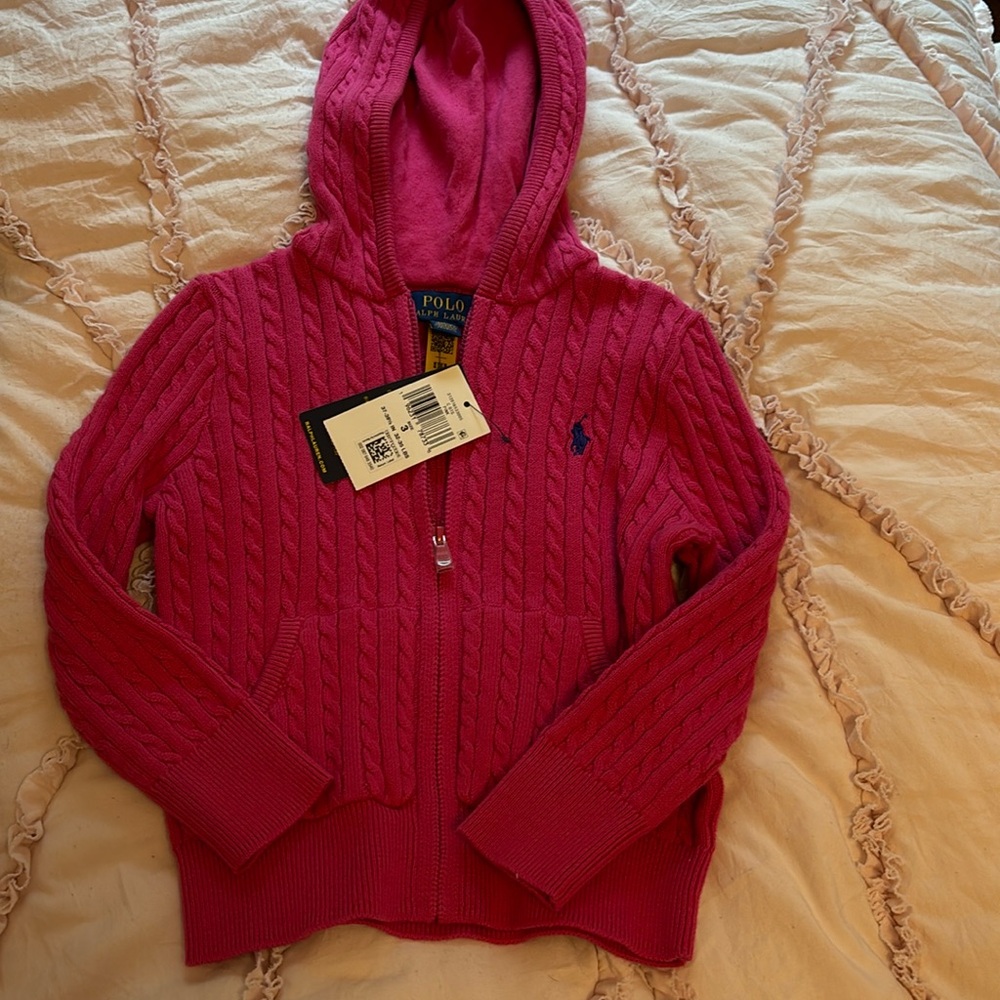 Kids zip up cable sweater
